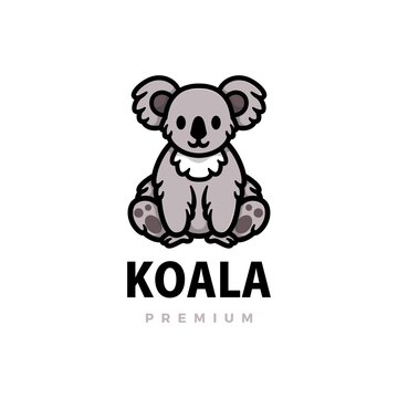 cute koala cartoon logo vector icon illustration