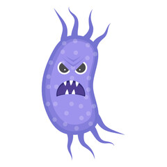 
Flat icon of bacteria, scary microgranism 
