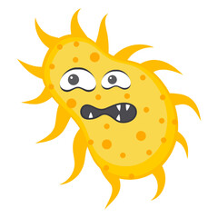 
Amoeba with offended facial expression, flat icon of microbe  
