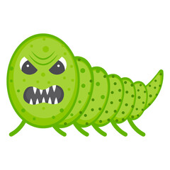
Worm microbe icon in  flat style 
