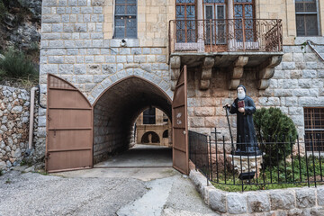 Entrance to Maronite Order Monastery of Qozhaya deticated to St Antohny the Great, located in Qadisha Valley in Lebanon