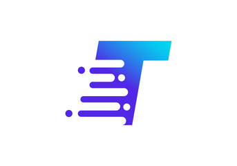 Letter T Speed Logo Design Element. Abstract letter T logo design template. Universal fast speed, quick energy drop icon.