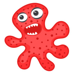 
Amoeba with offended facial expression, flat icon of microbe  
