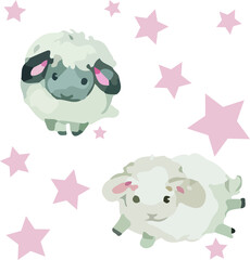 Obraz premium set of cartoon sheep illustration