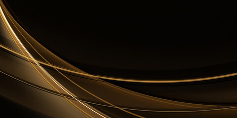 Abstract fractal dark background for design with linear golden waves