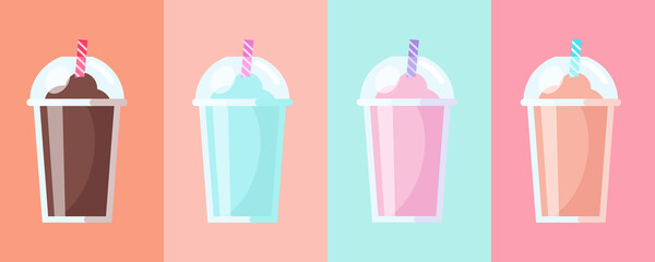 Milkshake vector design. Milkshakes vector illustration set.  Smoothie vector design. 