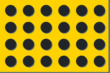 Black huge polka dot on yellow background.