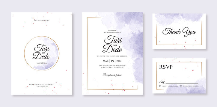 purple splash watercolor painting for a beautiful wedding card invitation template
