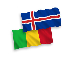 Fototapeta premium Flags of Mali and Iceland on a white background
