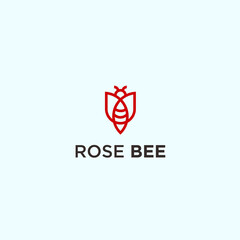 rose bee logo. bee icon
