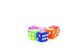 various dice with white background