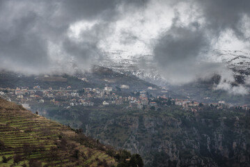 Kadisha Valley also spelled as Qadisha in Lebanon, view from Bluza village