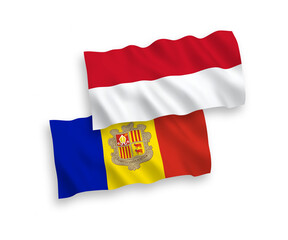 Flags of Indonesia and Andorra on a white background