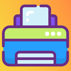 
An electronic printer icon, flat line vector of printing machine 
