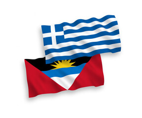 Flags of Greece and Antigua and Barbuda on a white background