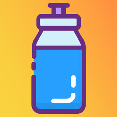 
Water bottle icon design, flat line sports bottle concept 
