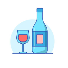 Alcohol drink vector illustration with flat design isolated on white background. Wine icon 