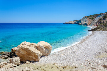 The tropical, scenic nudist beach of Lakoudi on Gavdos island, Greece.