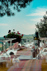 Table with wine and glasses