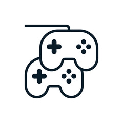Game, controller, joystick outline icon. Vector illustration. Editable stroke. Isolated icon suitable for web, infographics, interface and apps.