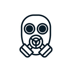 Gas mask outline icon. Vector illustration. Editable stroke. Isolated icon suitable for web, infographics, interface and apps.