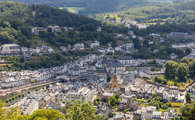 Fototapeta premium View of the town of Bouillon, with its famous castle.