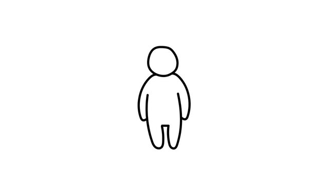 Simple looped animation of a dancing man, making dab move gesture. Dance of a man drawn with black lines on a white background.