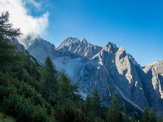 Obraz premium Rotwand via ferrata near Sexten in the Dolomites