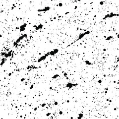 Black ink splatter. Hand drawn textures made with ink. Spot, splash, scribble, stroke. Isolated. Seamless pattern. Vector illustration