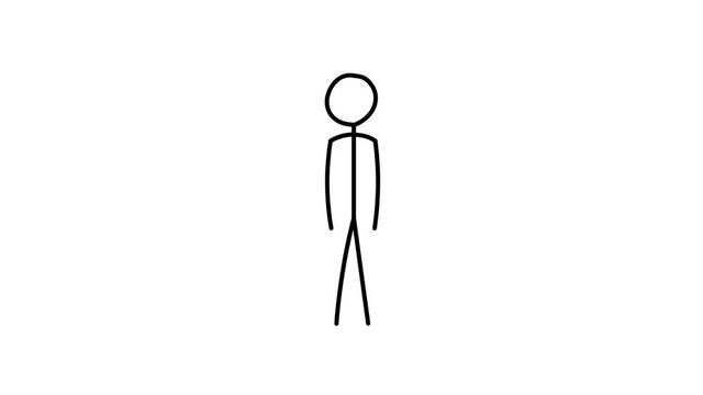 Simple looped animation of a dancing man, making dab move gesture. Dance of a man drawn with black lines on a white background.