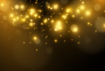 Fototapeta na wymiar Bright beautiful golden sparks on a transparent background.
