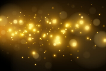 Fototapeta na wymiar Bright beautiful golden sparks on a transparent background.