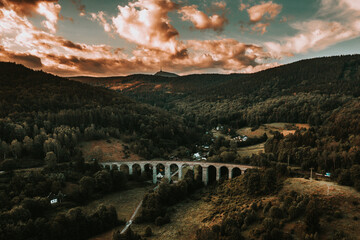 The railway viaduct was built near the village of Novina on the line from Liberec to Česká Lípa...