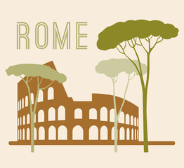 Rome landmark flat vector illustration