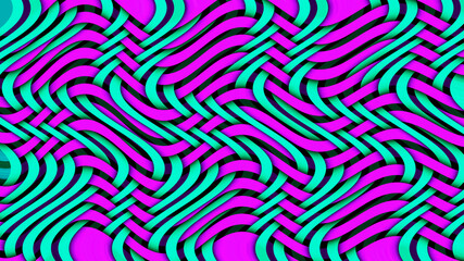 Obraz premium Multicolor glowing twisted lines on black background. Shiny neon fractal. Abstract psychedelic 3D illustration 