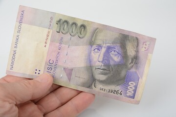 Old slovak crowns money on a white background