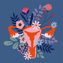Fototapeta premium Illustration of an uterus with flowers 