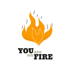 Fire flame sticker design. Abstract fire burn symbol isolated on white background, flame logo concept with grunge shapes with rough edges. Vector illustration