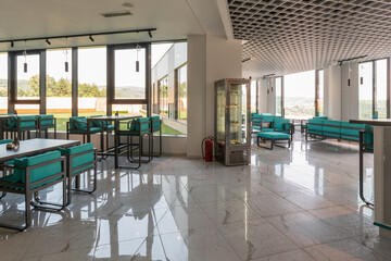 Interior of a hotel lobby cafe bar