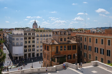 Naklejka premium View of Piazza di Spagna from Trinita' dei Monti Church, Rome, Lazio, Italy