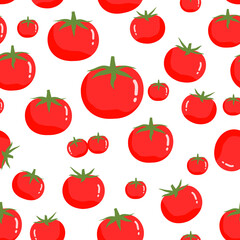 Seamless pattern with tomatoes on white background vector.