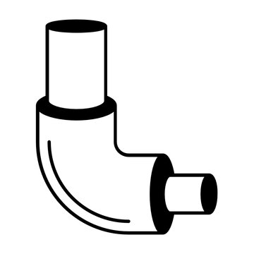 Hose to Pipe Elbow Joint Concept. Tube and Fittings Vector glyph Icon design.  Plumbing Reducer Elbow on white background. 