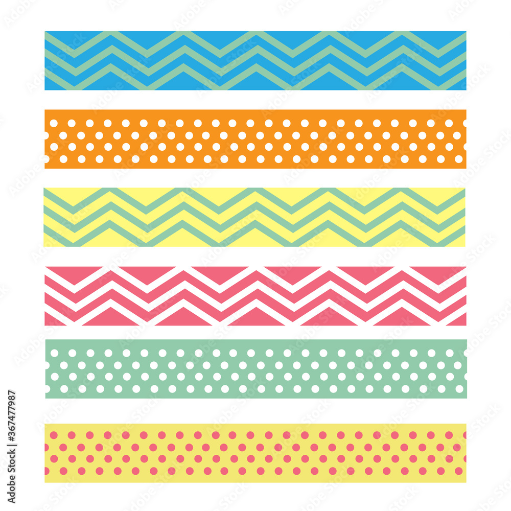 Wall mural scotch with geometric pattern. tape for scrapbook vector set