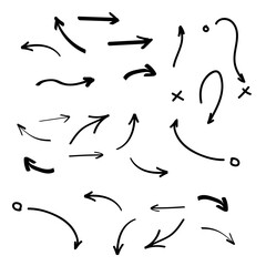 Set of hand drawn arrows. Arrows doodle set
