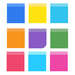 Attached sticky note paper. Colored announcement sticker vector