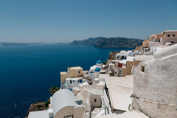 Naklejka premium Santorini, Greece - romantic island with white buildings