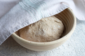 Process of making bread. Final proof before baking