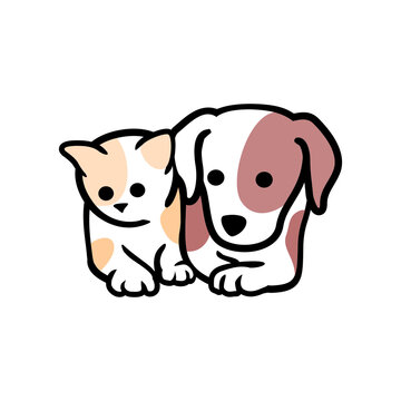 Dog and Cat Logo Cartoon Character. Logo template made on Animals or 
pets theme with simple contents. Unique cartoon design for blog, 
hotel, pet shop, veterinary clinic, etc