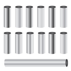 Chrome metal polished gradients corresponding to cylinder pipe vector set