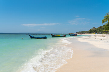 The village Pasir Putih with its dreamlike white sandy beach in the south of the Weh island, Sabang, the northernmost point of Indonesia